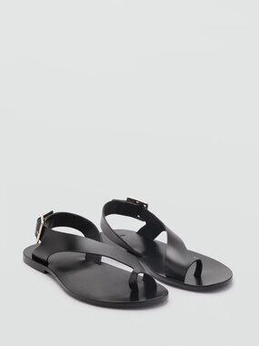 NWT Mango Leather Sandals with Cross Strap